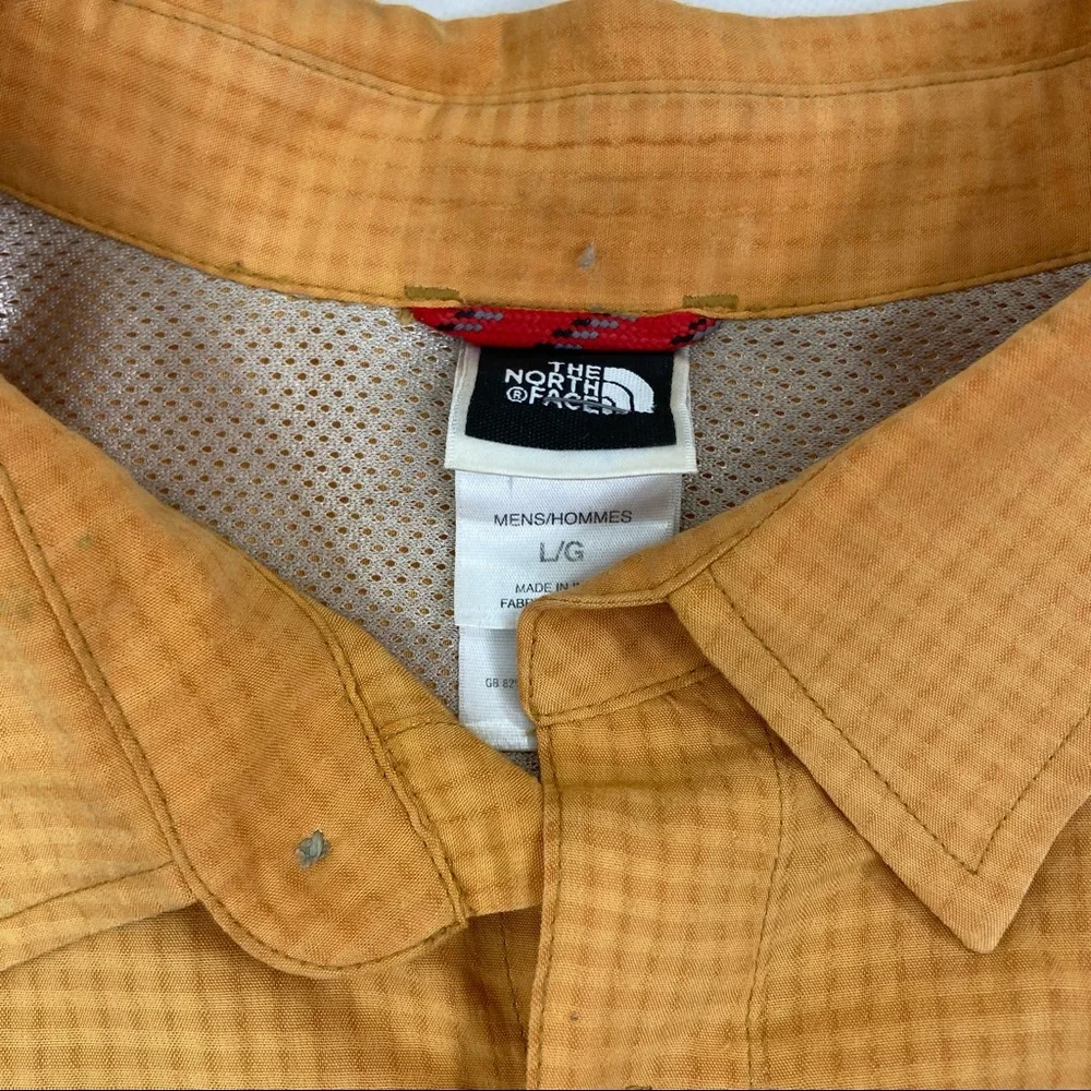 TNF The North face orange tan picnic plaid shirt.  Size Large - Picture 2 of 8